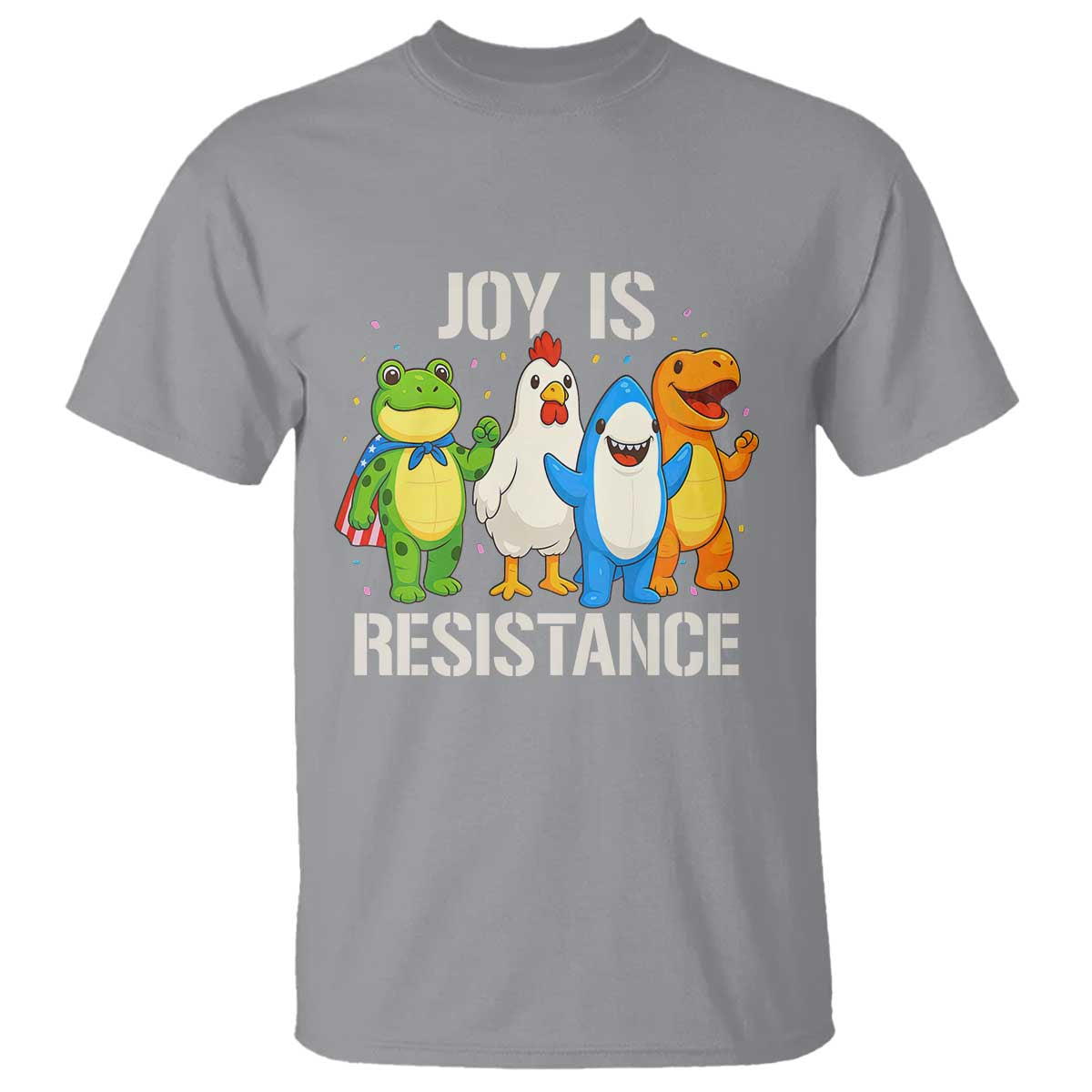 Portland Protest Inflatable Mascot Parade T Shirt Joy Is Resistance Resist Frog Shark Chicken Dino TS02 Sport Gray Print Your Wear
