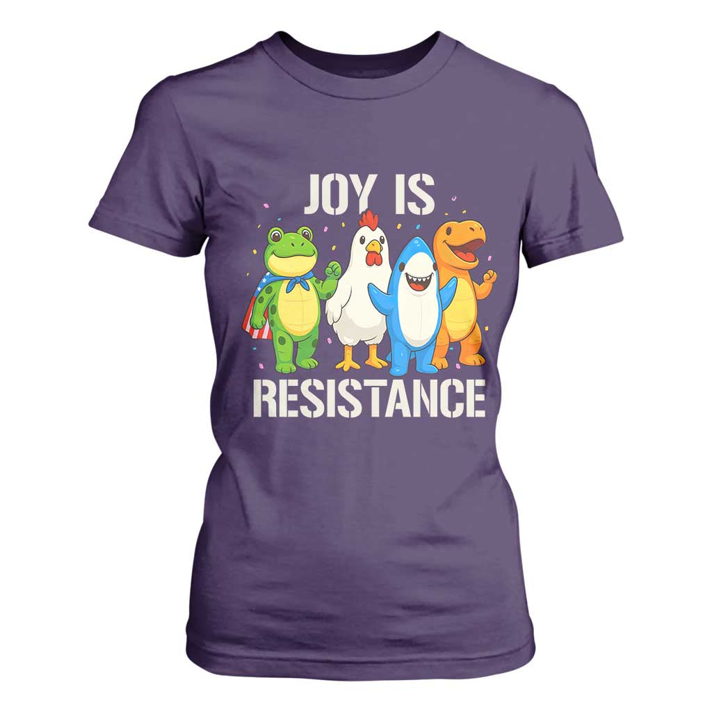 Portland Protest Inflatable Mascot Parade T Shirt For Women Joy Is Resistance Resist Frog Shark Chicken Dino TS02 Purple Print Your Wear
