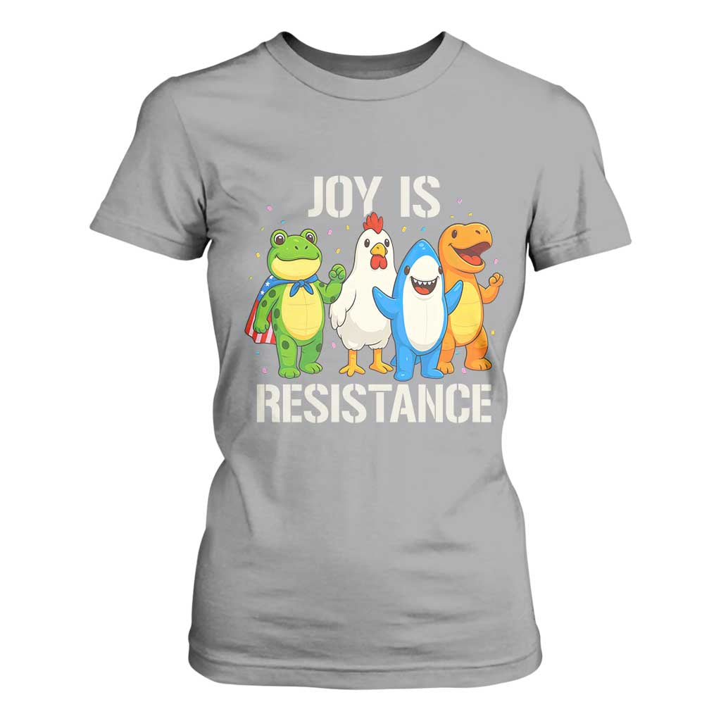 Portland Protest Inflatable Mascot Parade T Shirt For Women Joy Is Resistance Resist Frog Shark Chicken Dino TS02 Sport Gray Print Your Wear