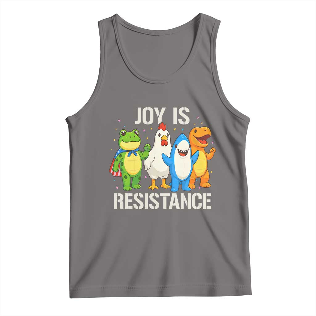 Portland Protest Inflatable Mascot Parade Tank Top Joy Is Resistance Resist Frog Shark Chicken Dino TS02 Deep Heather Print Your Wear
