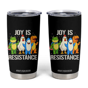 Portland Protest Inflatable Mascot Parade Tumbler Cup Joy Is Resistance Resist Frog Shark Chicken Dino TS02 Black Print Your Wear