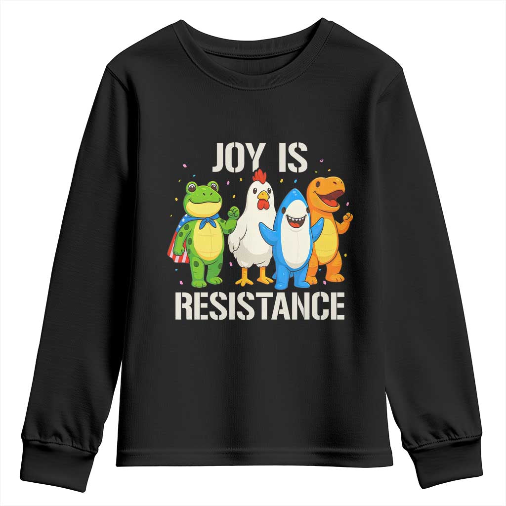 Portland Protest Inflatable Mascot Parade Youth Sweatshirt Joy Is Resistance Resist Frog Shark Chicken Dino TS02 Black Print Your Wear