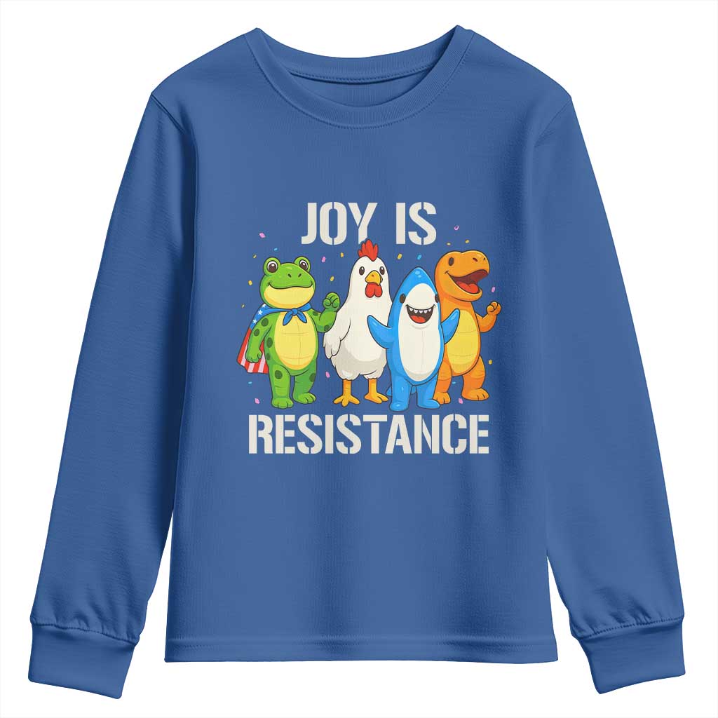 Portland Protest Inflatable Mascot Parade Youth Sweatshirt Joy Is Resistance Resist Frog Shark Chicken Dino TS02 Royal Blue Print Your Wear