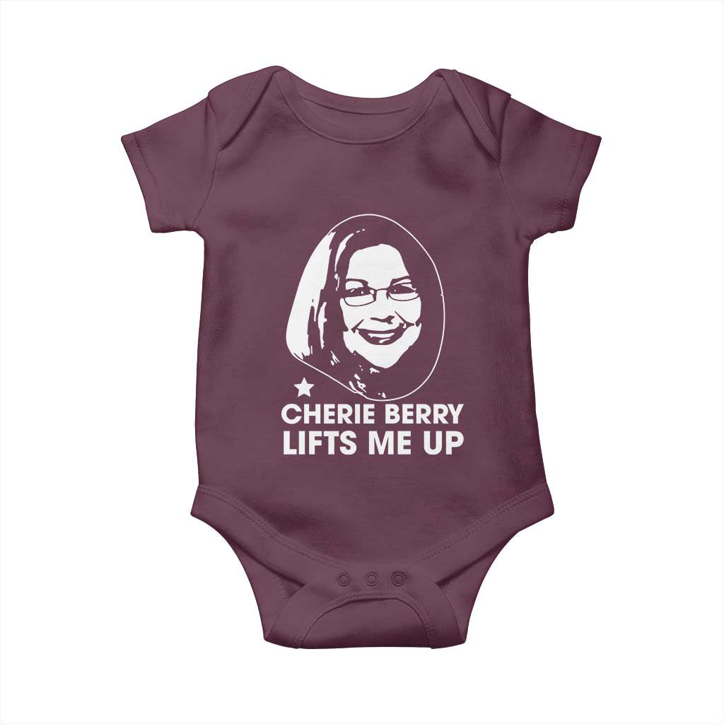 Cherie Berry Lifts Me Up Baby Onesie Elevator Tribute Funny NC Meme TS02 Maroon Print Your Wear