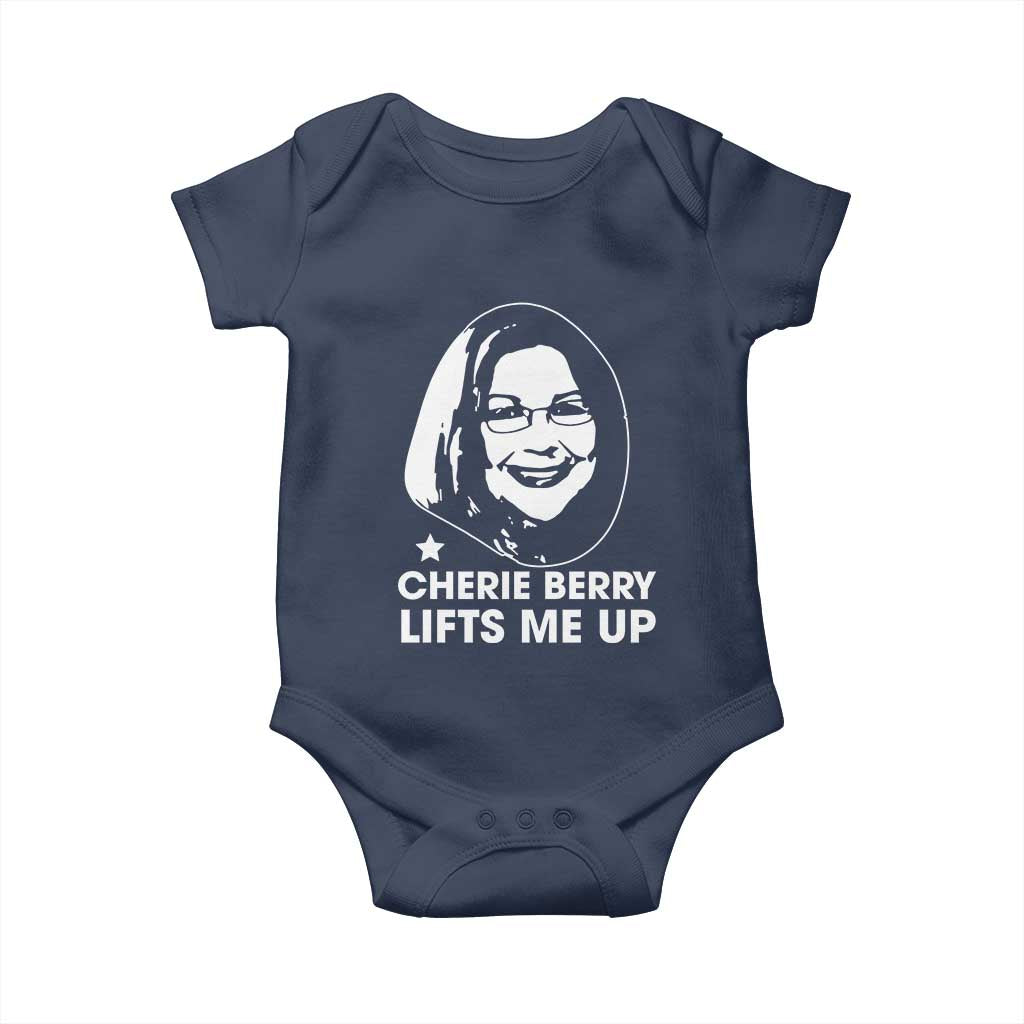Cherie Berry Lifts Me Up Baby Onesie Elevator Tribute Funny NC Meme TS02 Navy Print Your Wear