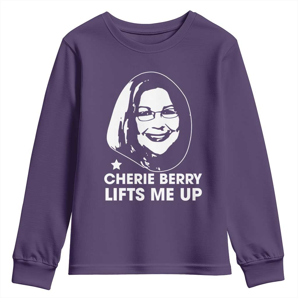Cherie Berry Lifts Me Up Youth Sweatshirt Elevator Tribute Funny NC Meme TS02 Purple Print Your Wear
