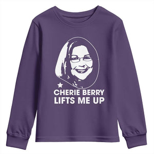 Cherie Berry Lifts Me Up Youth Sweatshirt Elevator Tribute Funny NC Meme TS02 Purple Print Your Wear