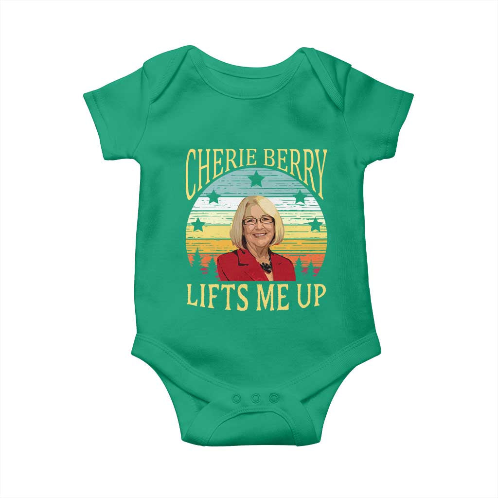 Cherie Berry Lifts Me Up Baby Onesie Retro Vintage Elevator Tribute Funny NC Meme TS02 Irish Green Print Your Wear