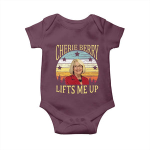 Cherie Berry Lifts Me Up Baby Onesie Retro Vintage Elevator Tribute Funny NC Meme TS02 Maroon Print Your Wear
