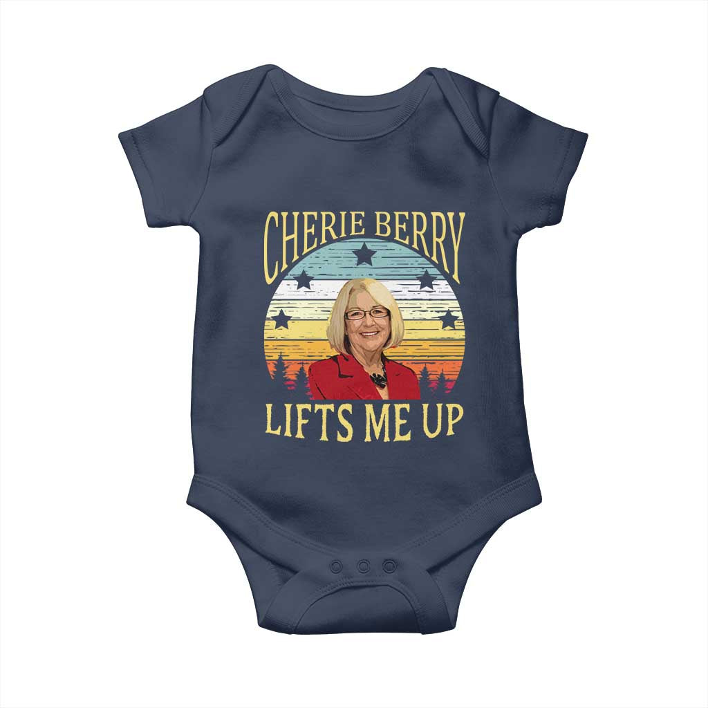 Cherie Berry Lifts Me Up Baby Onesie Retro Vinatge Elevator Tribute Funny NC Meme TS02 Navy Print Your Wear