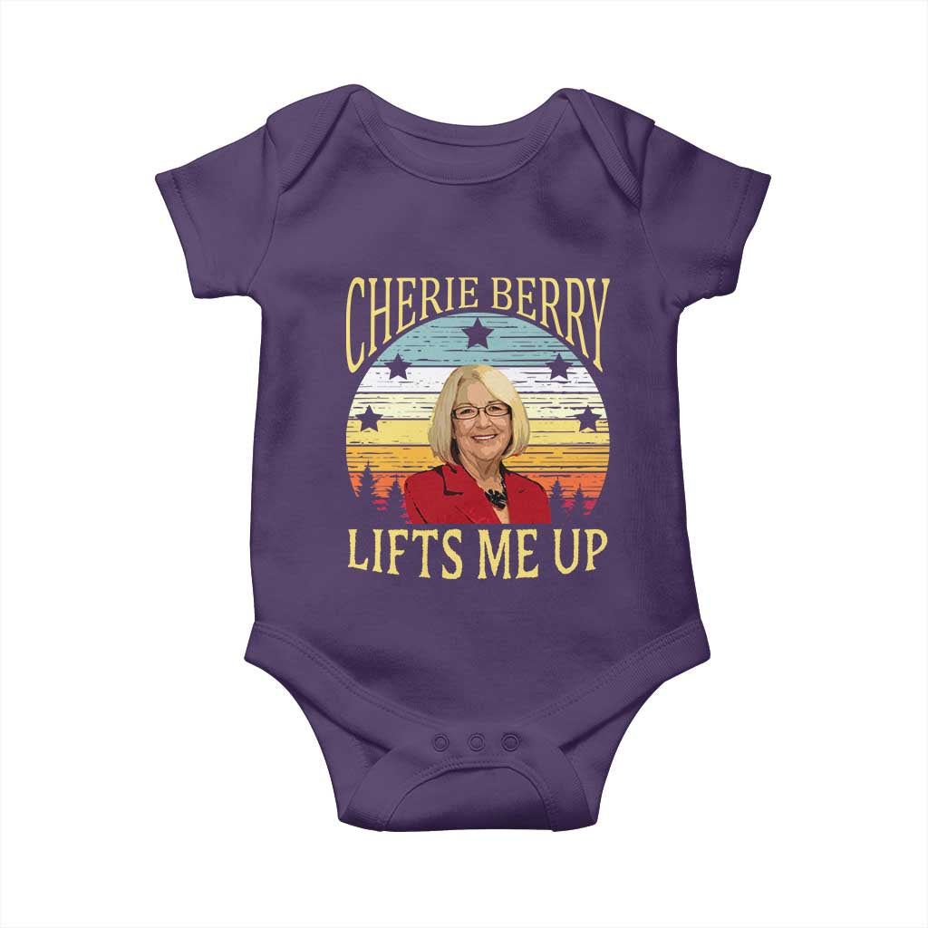 Cherie Berry Lifts Me Up Baby Onesie Retro Vintage Elevator Tribute Funny NC Meme TS02 Purple Print Your Wear
