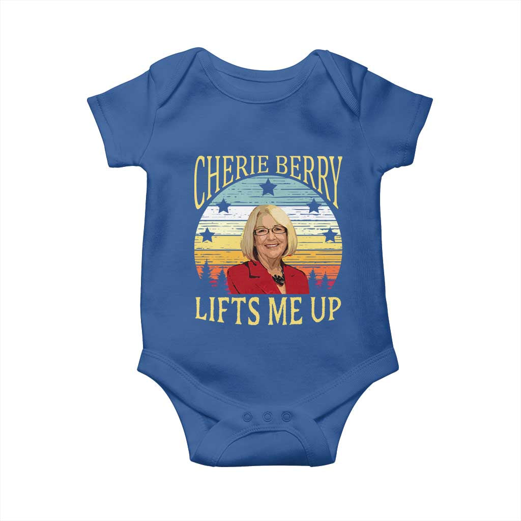 Cherie Berry Lifts Me Up Baby Onesie Retro Vinatge Elevator Tribute Funny NC Meme TS02 Royal Blue Print Your Wear