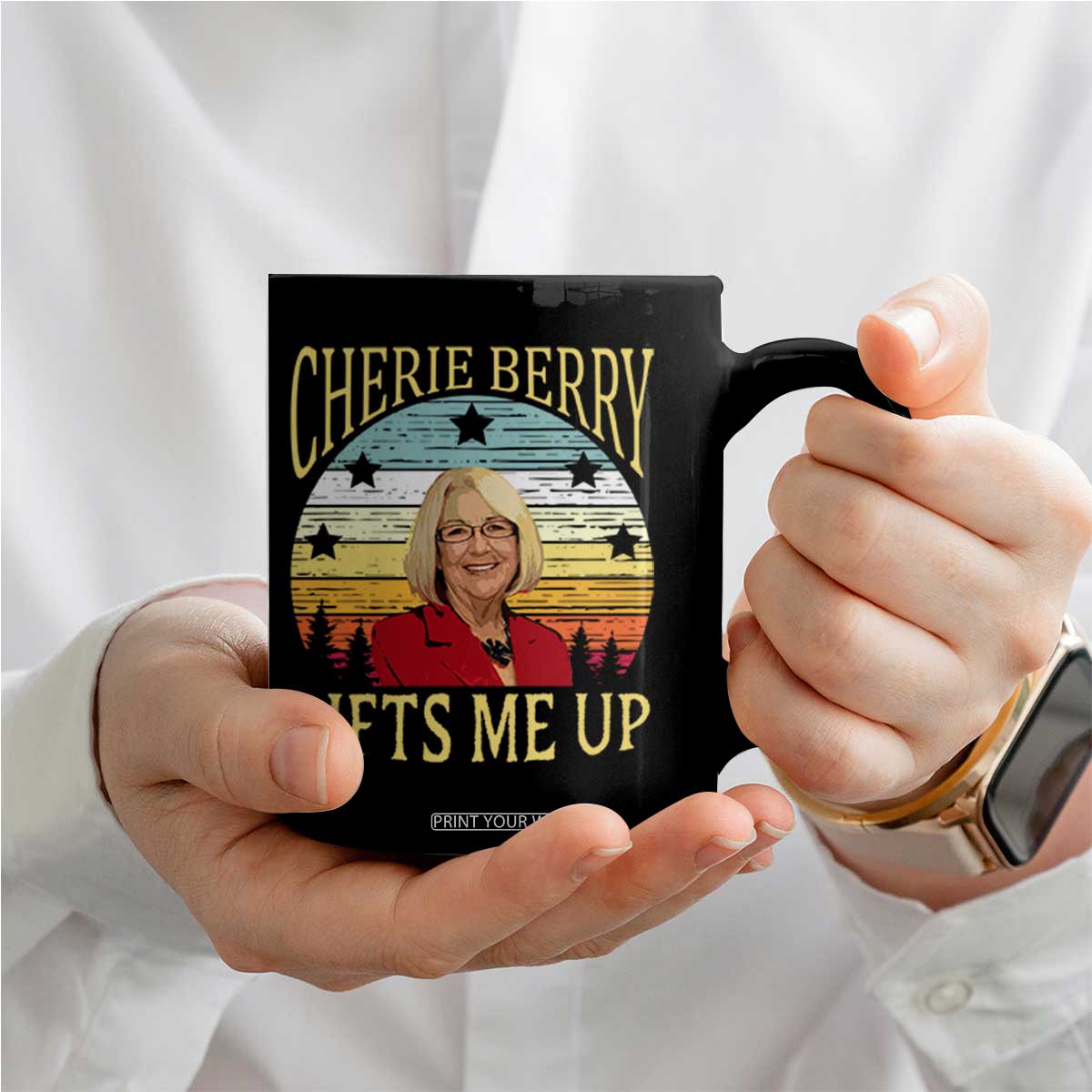 Cherie Berry Lifts Me Up Coffee Mug Retro Vintage Elevator Tribute Funny NC Meme TS02 Print Your Wear