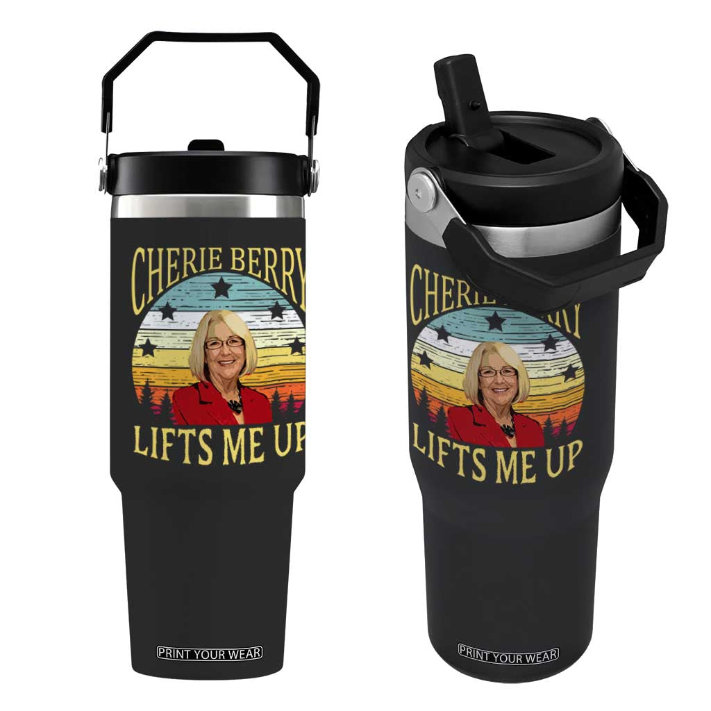 Cherie Berry Lifts Me Up Flip Straw Tumbler Retro Vintage Elevator Tribute Funny NC Meme TS02 One Size: 30 oz Black Print Your Wear