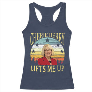 Cherie Berry Lifts Me Up Racerback Tank Top Retro Vinatge Elevator Tribute Funny NC Meme TS02 Navy Print Your Wear