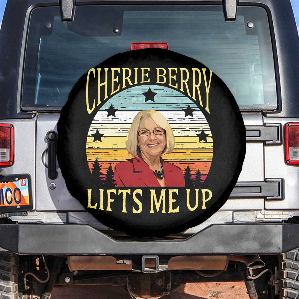 Cherie Berry Lifts Me Up Spare Tire Cover Retro Vinatge Elevator Tribute Funny NC Meme TS02 No hole Black Print Your Wear