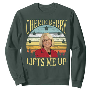 Cherie Berry Lifts Me Up Sweatshirt Retro Vinatge Elevator Tribute Funny NC Meme TS02 Dark Forest Green Print Your Wear