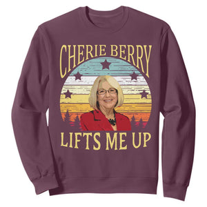 Cherie Berry Lifts Me Up Sweatshirt Retro Vintage Elevator Tribute Funny NC Meme TS02 Maroon Print Your Wear