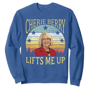 Cherie Berry Lifts Me Up Sweatshirt Retro Vintage Elevator Tribute Funny NC Meme TS02 Royal Blue Print Your Wear