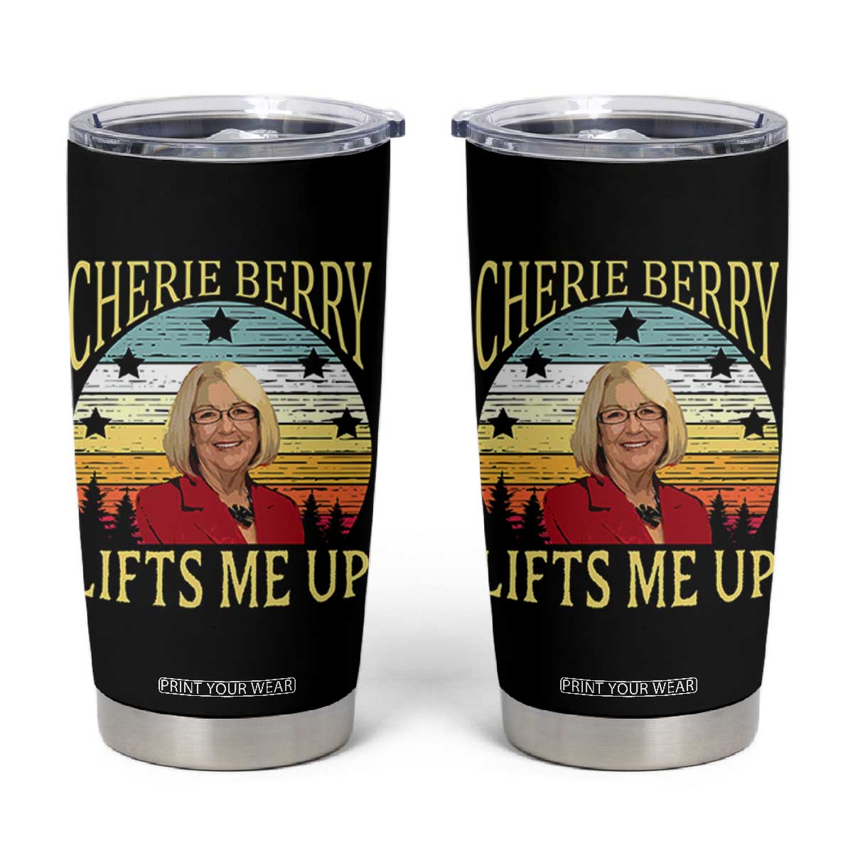 Cherie Berry Lifts Me Up Tumbler Cup Retro Vintage Elevator Tribute Funny NC Meme TS02 Black Print Your Wear