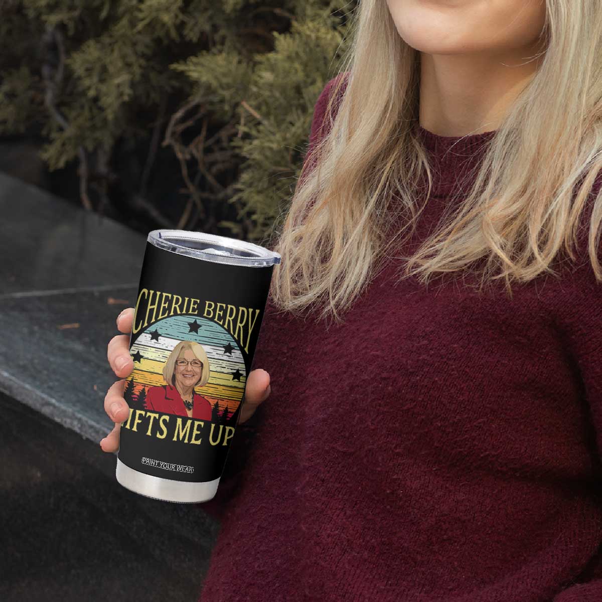 Cherie Berry Lifts Me Up Tumbler Cup Retro Vintage Elevator Tribute Funny NC Meme TS02 Print Your Wear