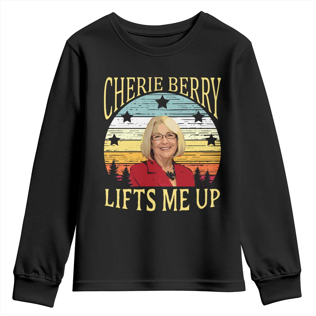 Cherie Berry Lifts Me Up Youth Sweatshirt Retro Vintage Elevator Tribute Funny NC Meme TS02 Black Print Your Wear