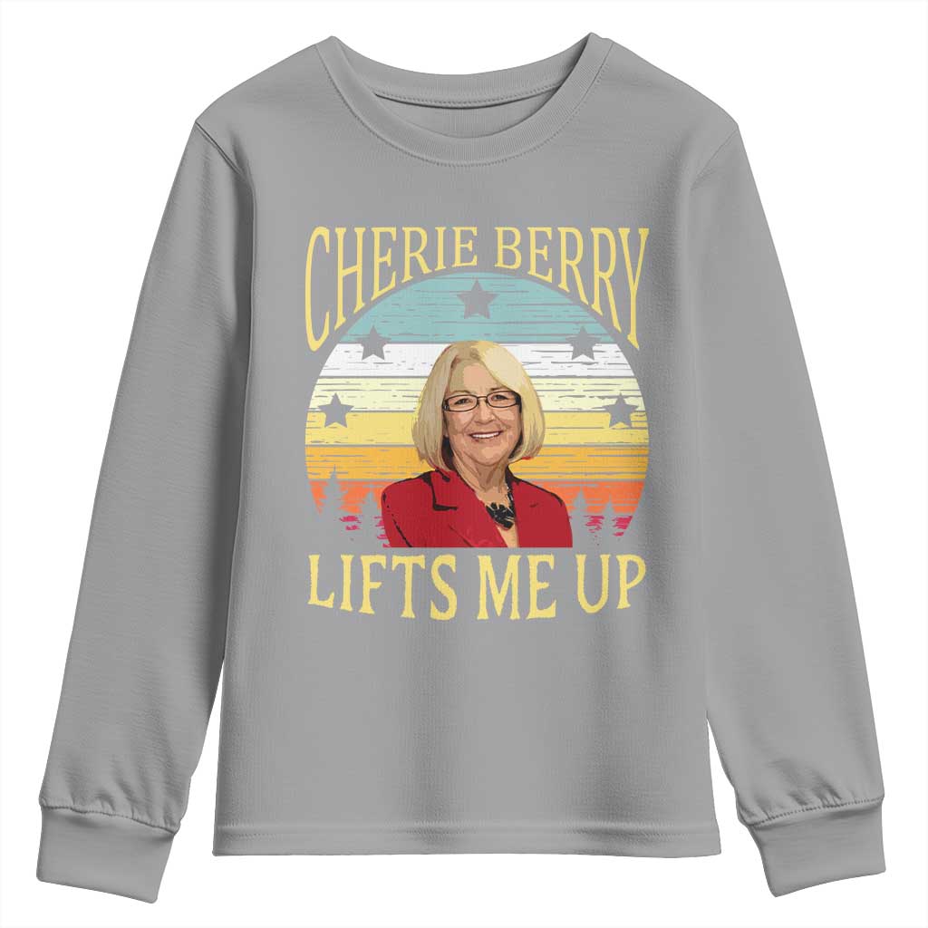 Cherie Berry Lifts Me Up Youth Sweatshirt Retro Vintage Elevator Tribute Funny NC Meme TS02 Sport Gray Print Your Wear
