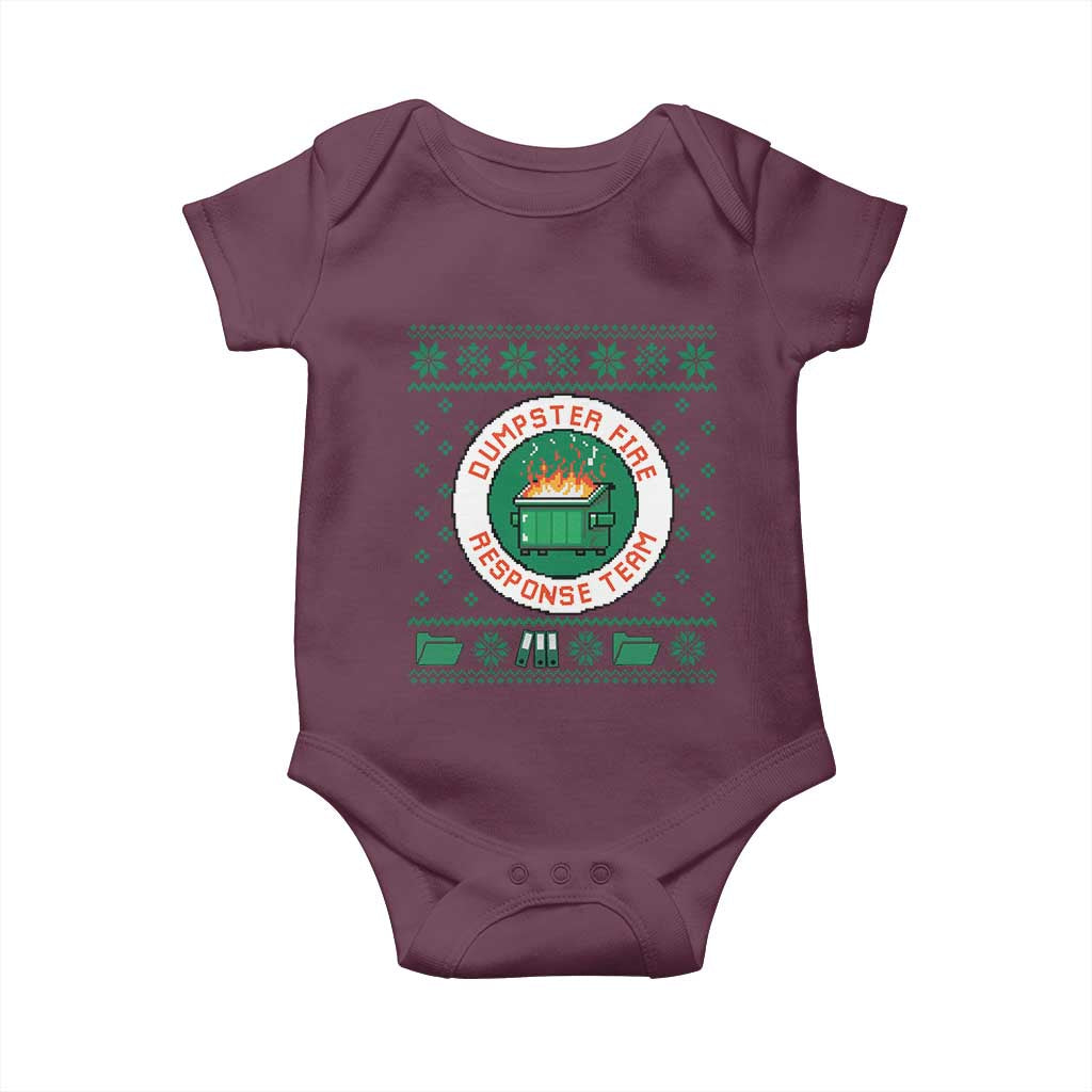 Funny Dumpster Fire Response Team Baby Onesie Office Party Holiday Chaos Humor TS02 Maroon Print Your Wear