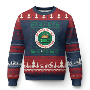 Funny Dumpster Fire Response Team Ugly Christmas Sweater Office Party Holiday Chaos Humor TS02 Navy Red Print Your Wear