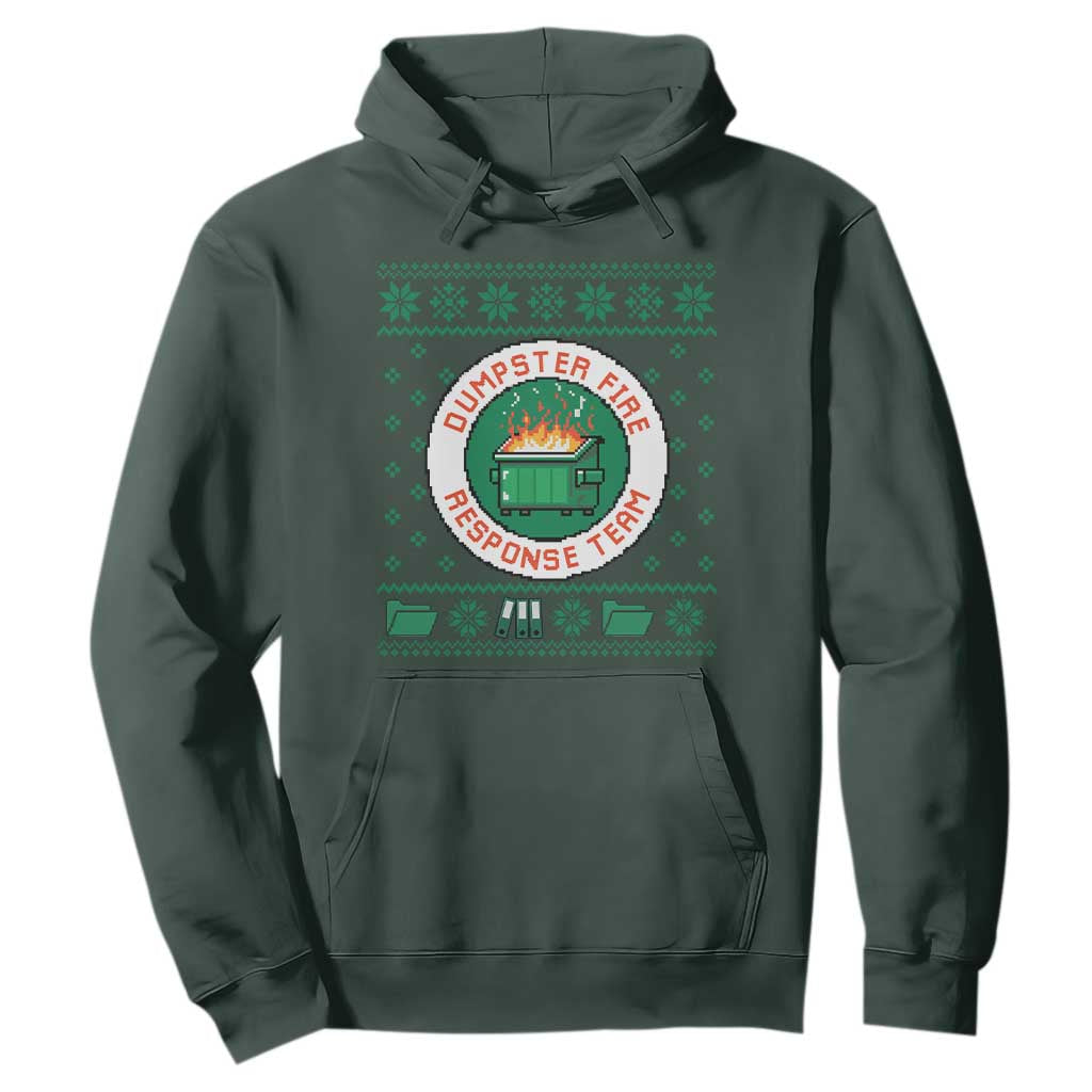 Funny Dumpster Fire Response Team Hoodie Office Party Holiday Chaos Humor TS02 Dark Forest Green Print Your Wear