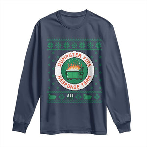 Funny Dumpster Fire Response Team Long Sleeve Shirt Office Party Holiday Chaos Humor TS02 Navy Print Your Wear