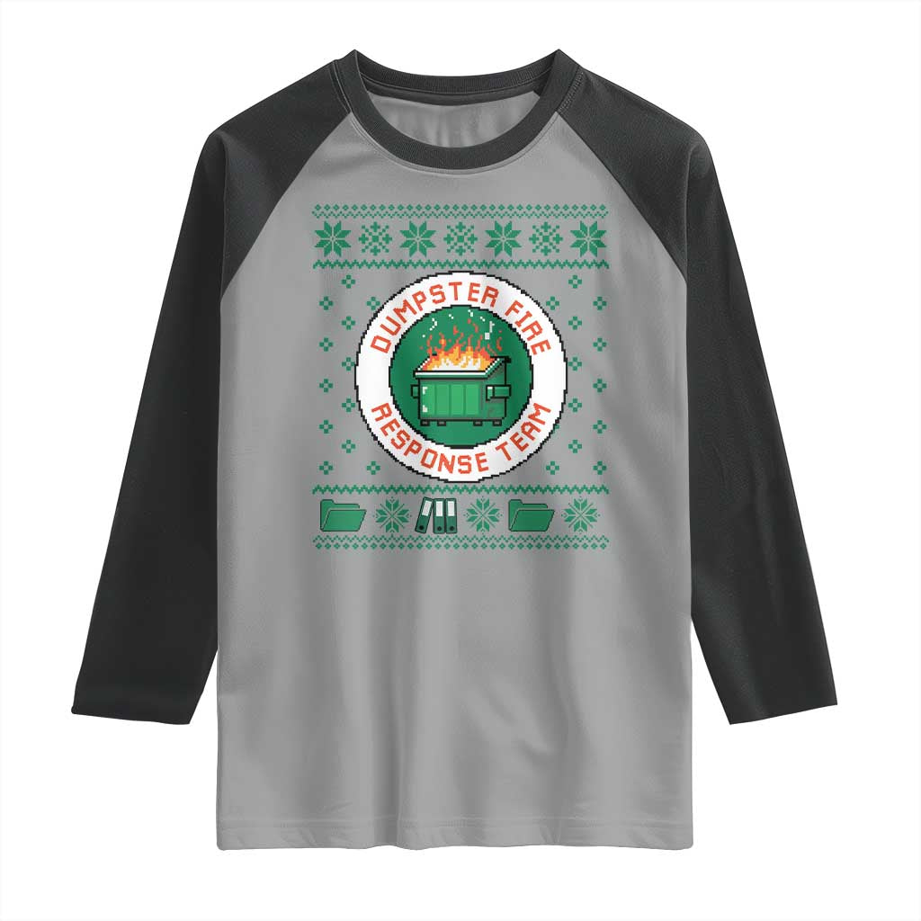 Funny Dumpster Fire Response Team Raglan Shirt Office Party Holiday Chaos Humor TS02 Sport Gray Black Print Your Wear