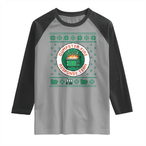 Funny Dumpster Fire Response Team Raglan Shirt Office Party Holiday Chaos Humor TS02 Sport Gray Black Print Your Wear