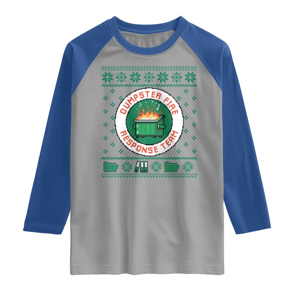 Funny Dumpster Fire Response Team Raglan Shirt Office Party Holiday Chaos Humor TS02 Sport Gray Royal Print Your Wear