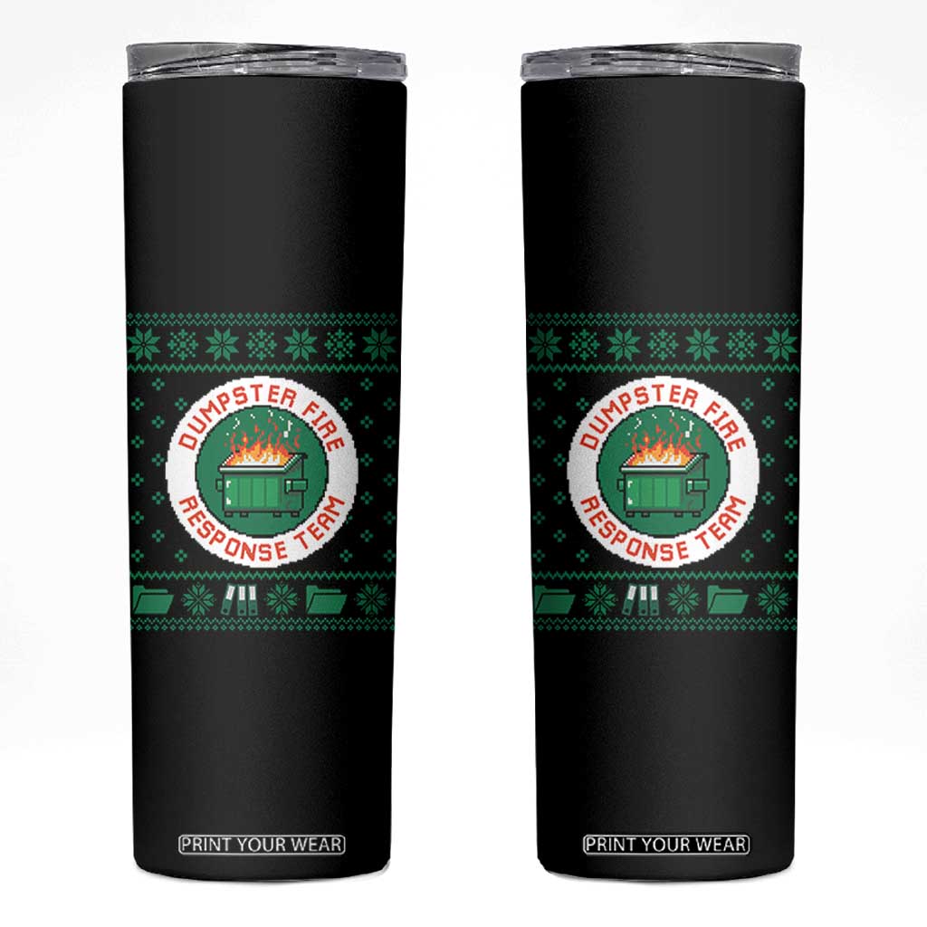 Funny Dumpster Fire Response Team Skinny Tumbler Office Party Holiday Chaos Humor TS02 Black Print Your Wear