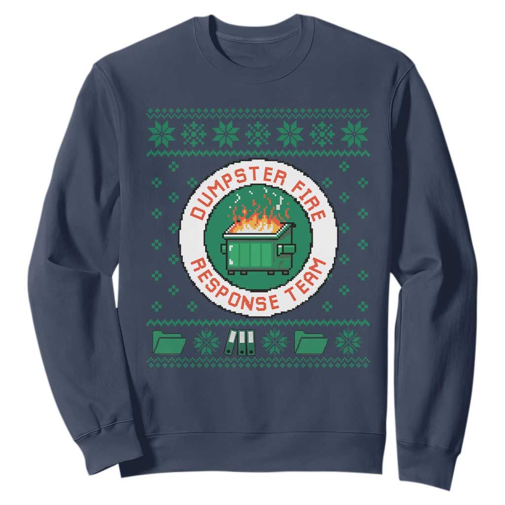 Funny Dumpster Fire Response Team Sweatshirt Office Party Holiday Chaos Humor TS02 Navy Print Your Wear