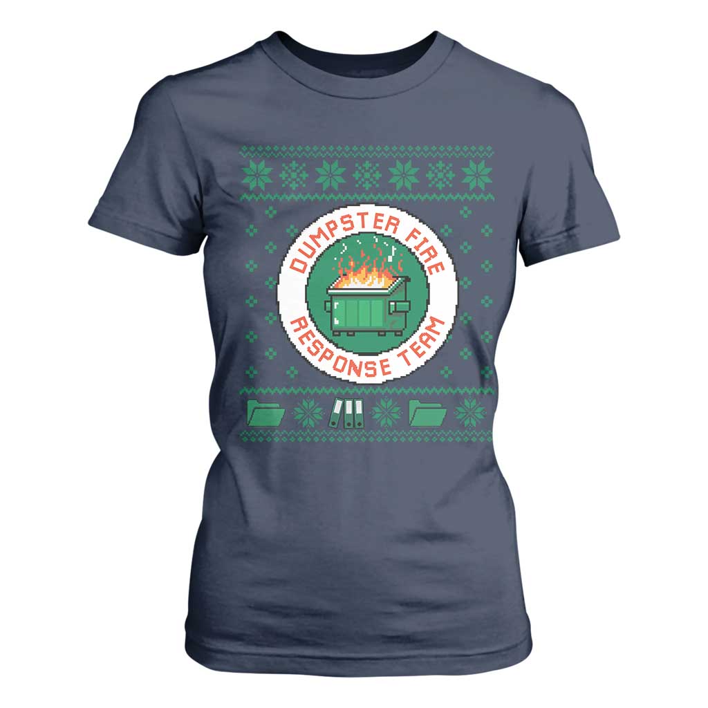 Funny Dumpster Fire Response Team T Shirt For Women Office Party Holiday Chaos Humor TS02 Navy Print Your Wear