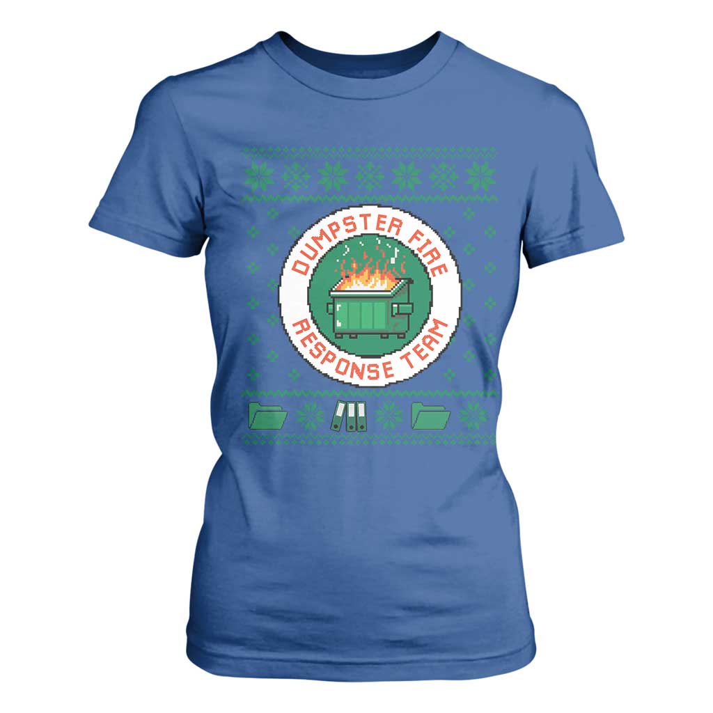 Funny Dumpster Fire Response Team T Shirt For Women Office Party Holiday Chaos Humor TS02 Royal Blue Print Your Wear