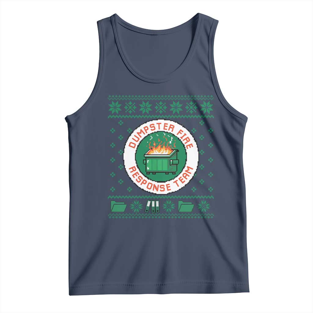 Funny Dumpster Fire Response Team Tank Top Office Party Holiday Chaos Humor TS02 Navy Print Your Wear