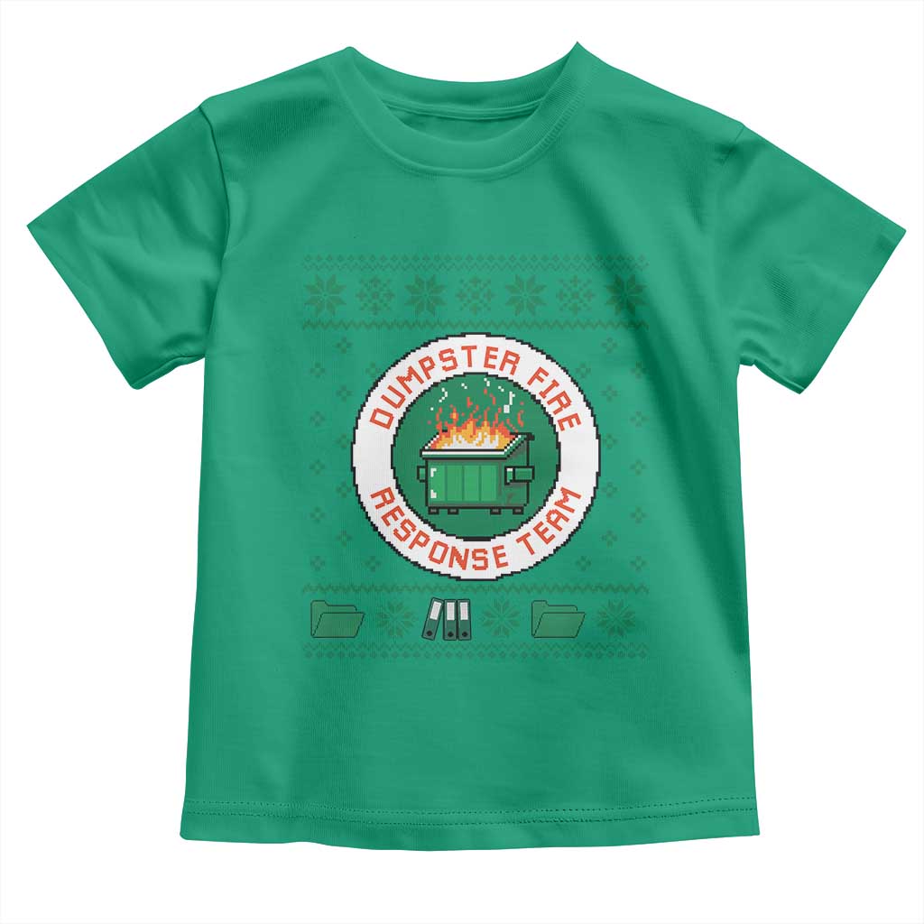 Funny Dumpster Fire Response Team Toddler T Shirt Office Party Holiday Chaos Humor TS02 Irish Green Print Your Wear