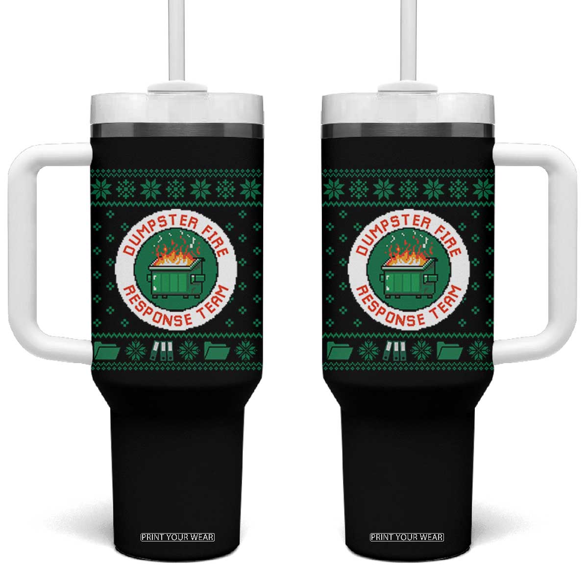 Funny Dumpster Fire Response Team Tumbler With Handle Office Party Holiday Chaos Humor TS02 One Size: 40 oz Black Print Your Wear