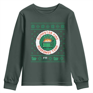 Funny Dumpster Fire Response Team Youth Sweatshirt Office Party Holiday Chaos Humor TS02 Dark Forest Green Print Your Wear