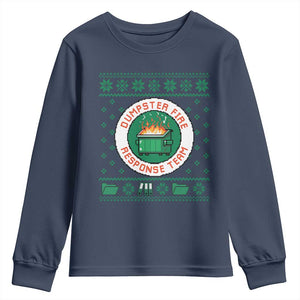 Funny Dumpster Fire Response Team Youth Sweatshirt Office Party Holiday Chaos Humor TS02 Navy Print Your Wear