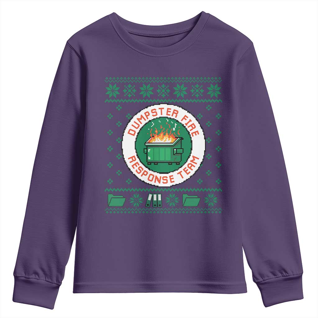 Funny Dumpster Fire Response Team Youth Sweatshirt Office Party Holiday Chaos Humor TS02 Purple Print Your Wear