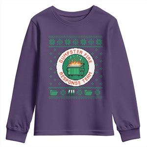 Funny Dumpster Fire Response Team Youth Sweatshirt Office Party Holiday Chaos Humor TS02 Purple Print Your Wear