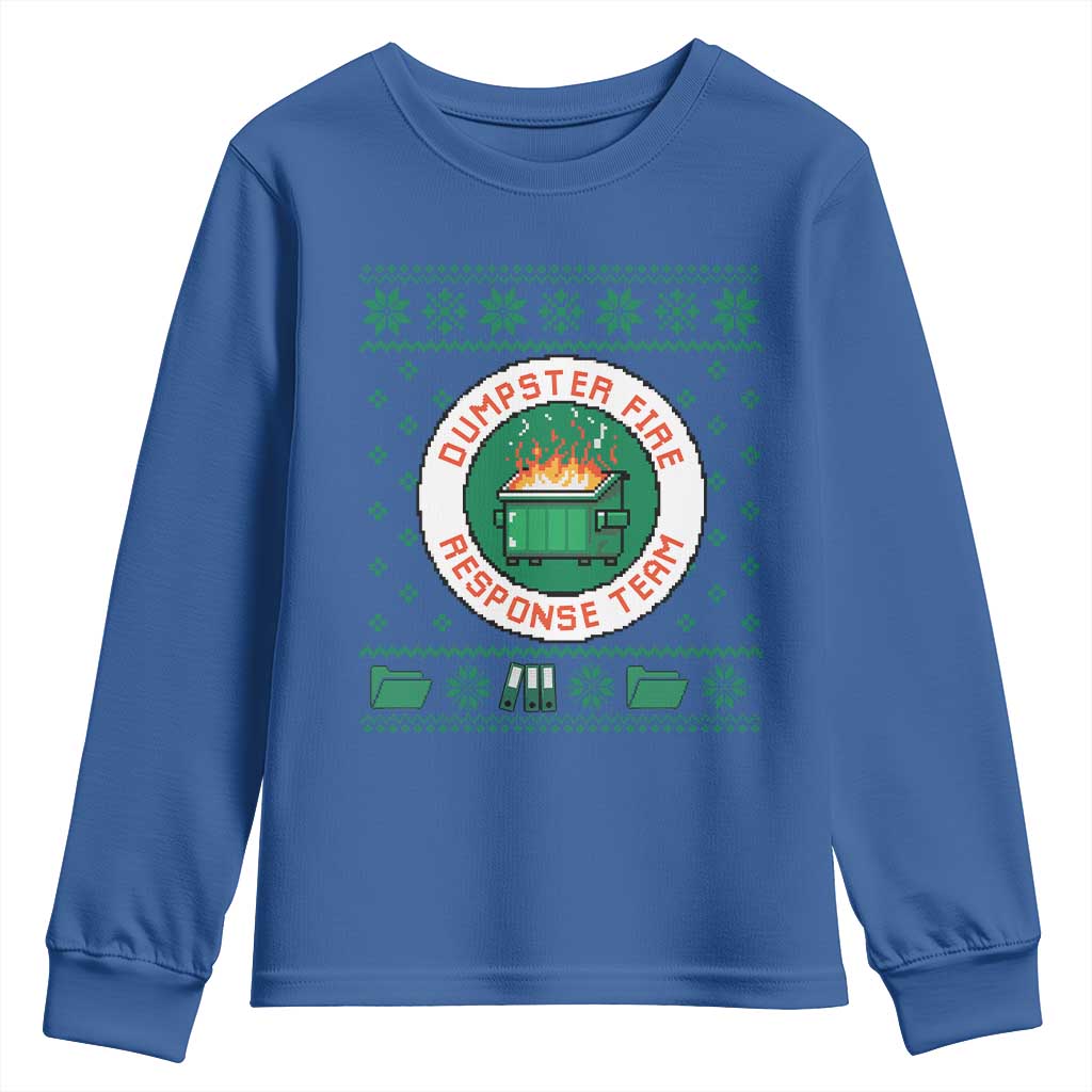 Funny Dumpster Fire Response Team Youth Sweatshirt Office Party Holiday Chaos Humor TS02 Royal Blue Print Your Wear
