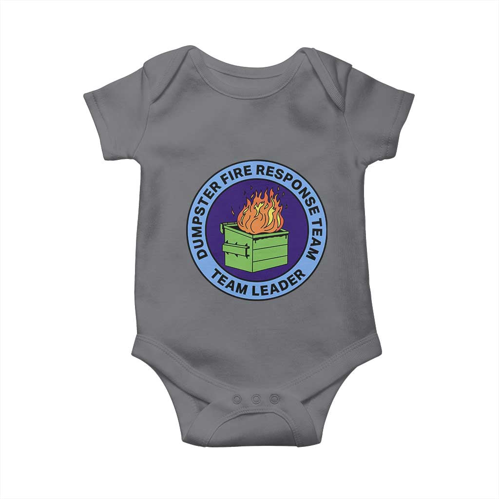 Dumpster Fire Response Team Leader Badge Baby Onesie Funny Office Chaos Holiday Gag Gift TS02 Charcoal Print Your Wear
