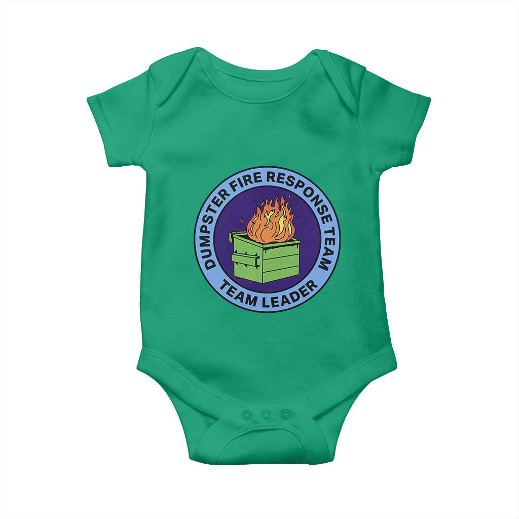Dumpster Fire Response Team Leader Badge Baby Onesie Funny Office Chaos Holiday Gag Gift TS02 Irish Green Print Your Wear