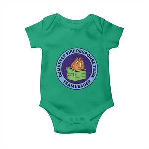 Dumpster Fire Response Team Leader Badge Baby Onesie Funny Office Chaos Holiday Gag Gift TS02 Irish Green Print Your Wear