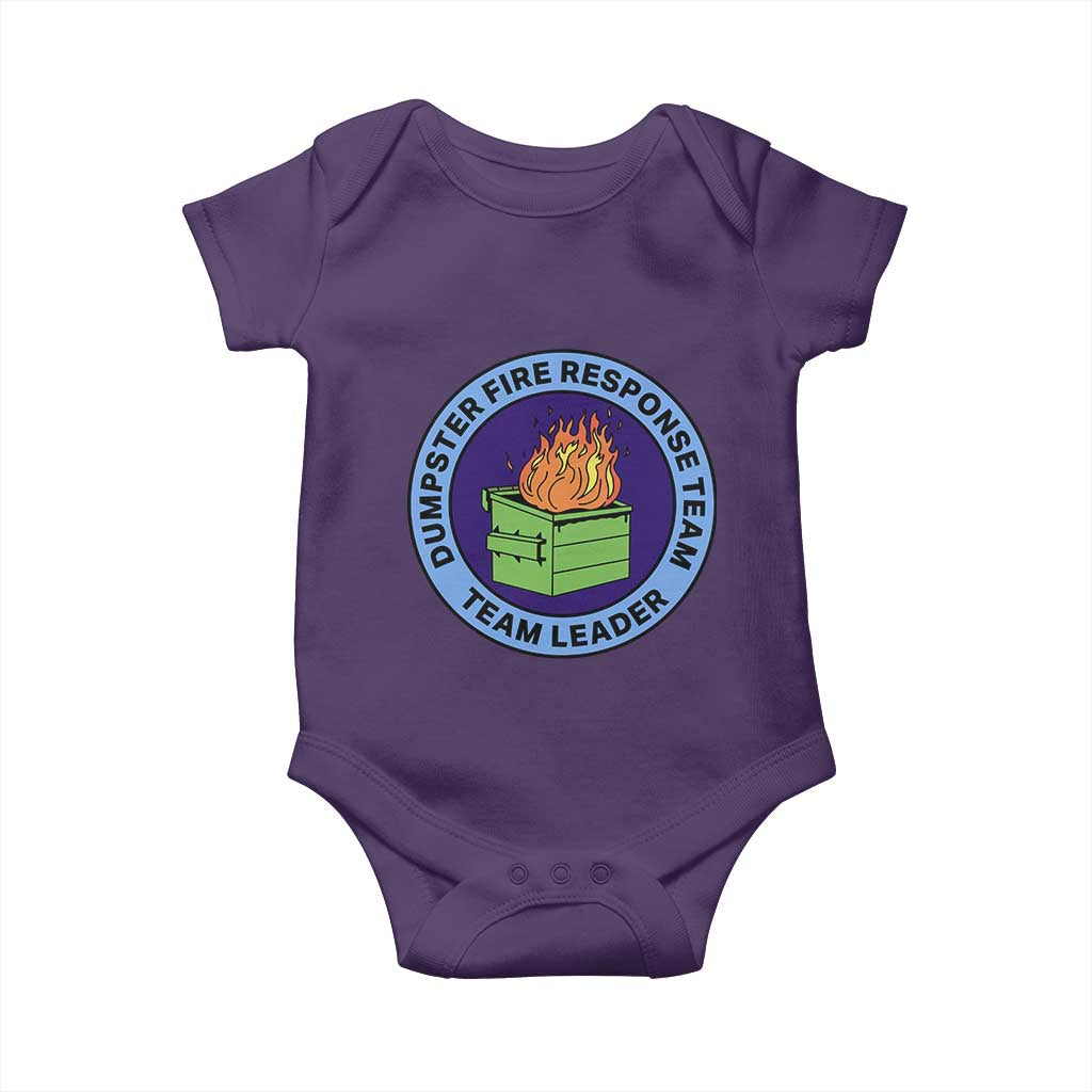 Dumpster Fire Response Team Leader Badge Baby Onesie Funny Office Chaos Holiday Gag Gift TS02 Purple Print Your Wear